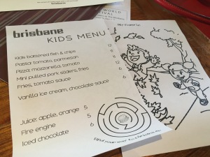 Kids menu doubling up as a colouring sheet